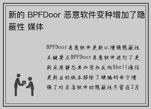 新的 BPFDoor 恶意软件变种增加了隐蔽性 媒体
